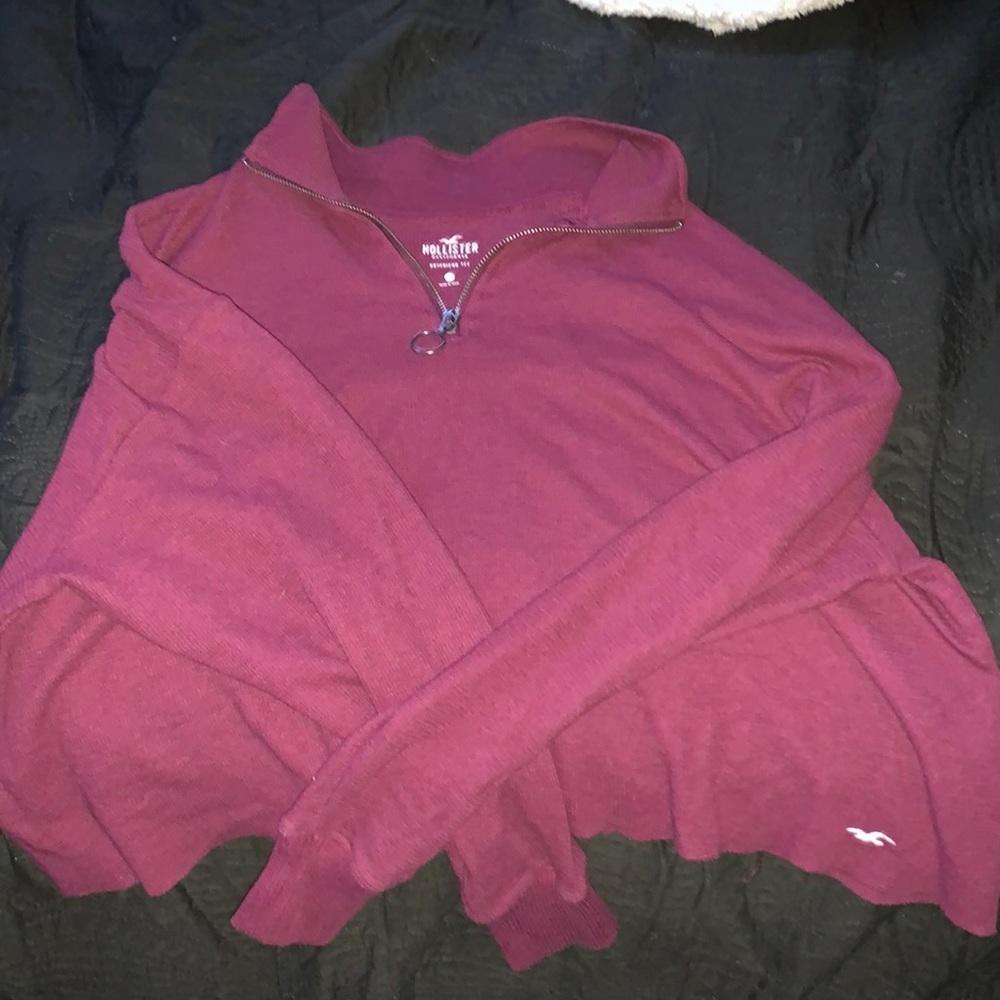 Hollister Maroon Cropped Quarter Zip